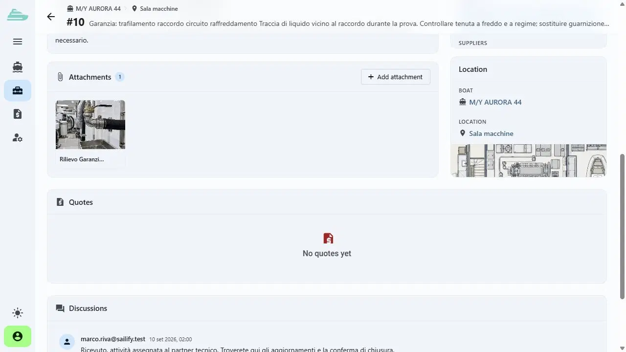 Schermata Sailify: Accesso cliente