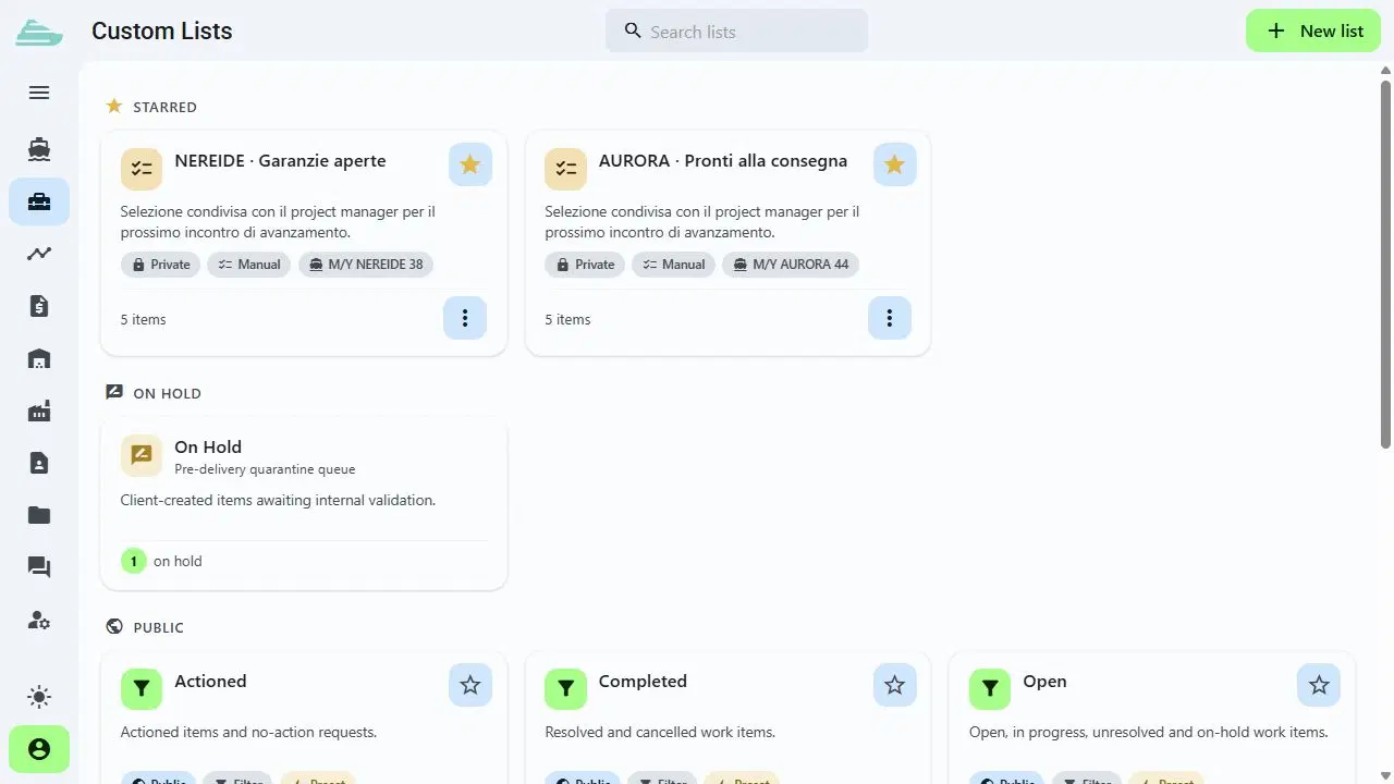 Schermata Sailify: Liste personalizzate
