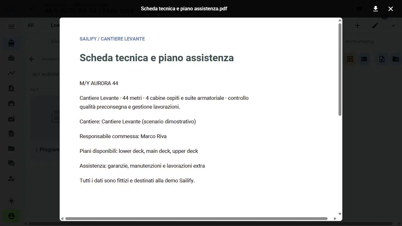 Schermata Sailify: Anteprima documento