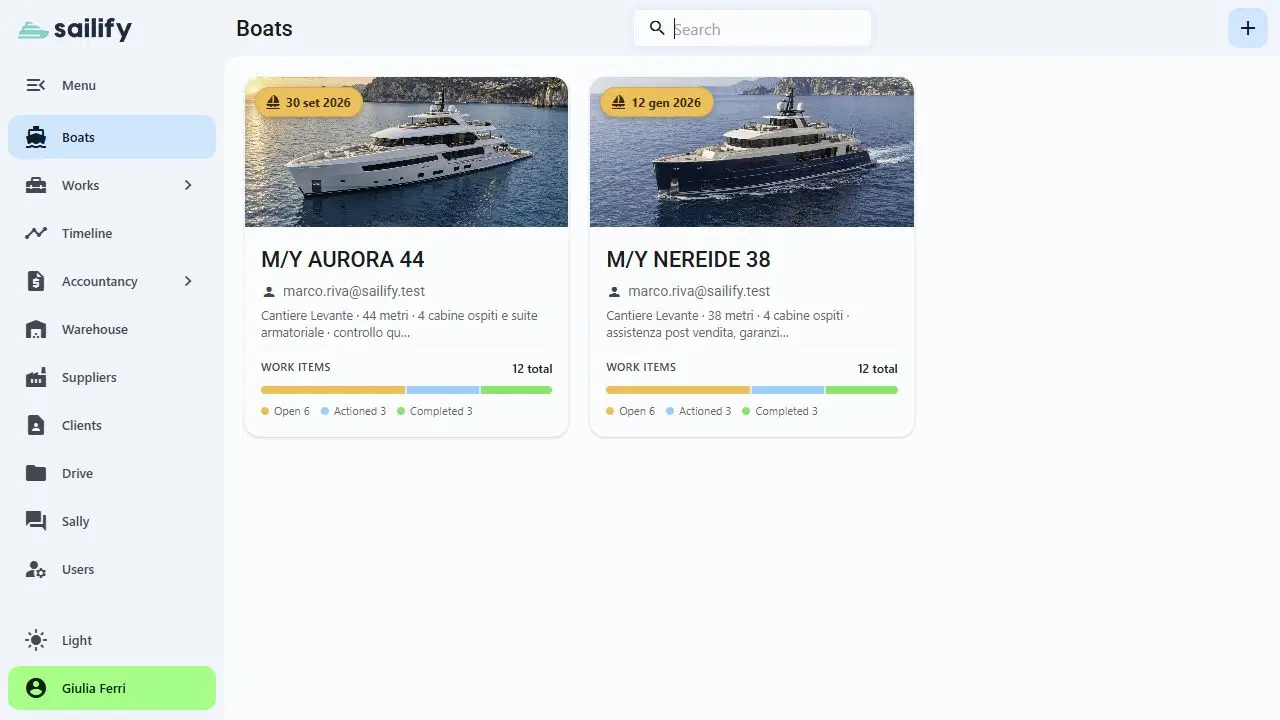La flotta dimostrativa Sailify con Aurora 44 e Nereide 38