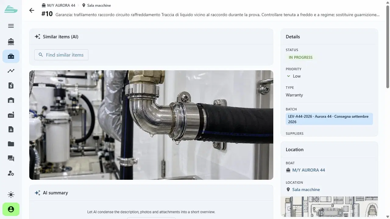 Lavorazione Sailify con foto e localizzazione della demo